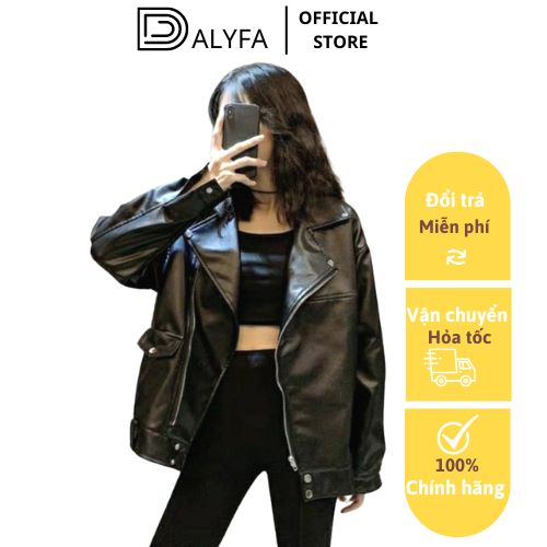 Áo Khoác Da Nam Nữ Hàng Loại 1, Chất Da Xịn Không Sợ Nổ Da, Form Rộng DALYFA CD086