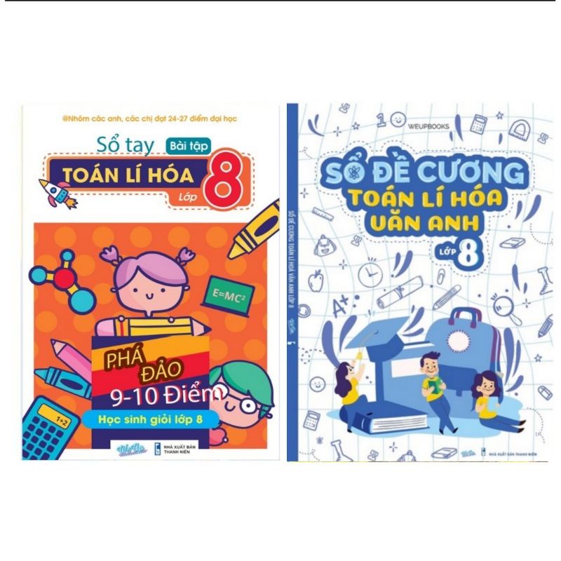 Combo 2 Cuốn Sổ Tay Bài Tập Toán_Lí_Hóa Lớp 8 và Sổ Đề_Cương Toán_Lí_Hóa_Văn_Anh Lớp 8