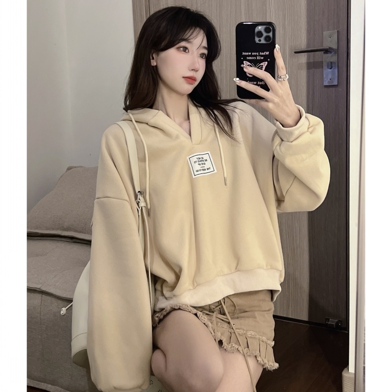 Áo hoodie ZHELIHANGFEI tay dài theo phong cách Preppy ngọt ngào dễ phối đồ