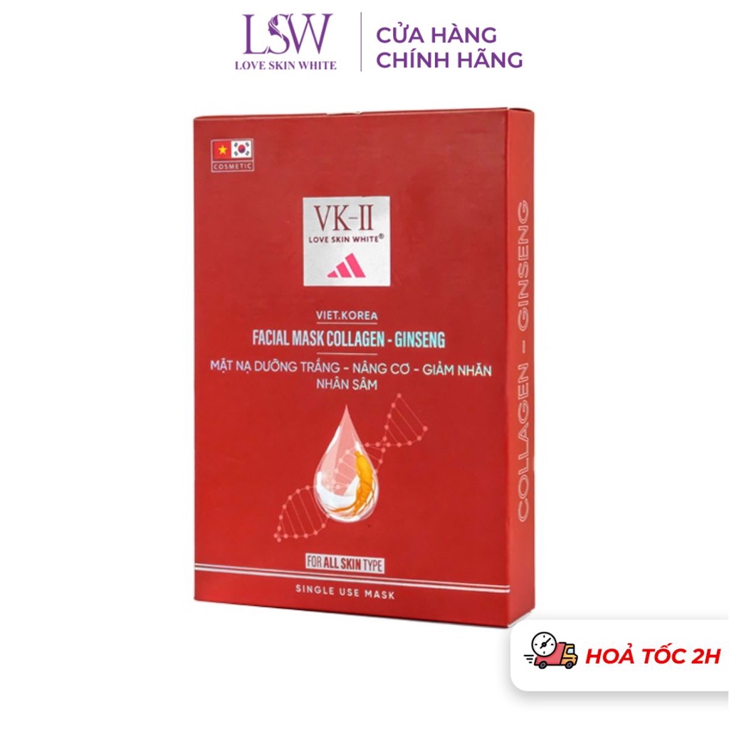 Mặt nạ nâng cơ, tái tạo Nhân sâm VK II Love Skin White Facial Mask Collagen Ginseng 1 miếng