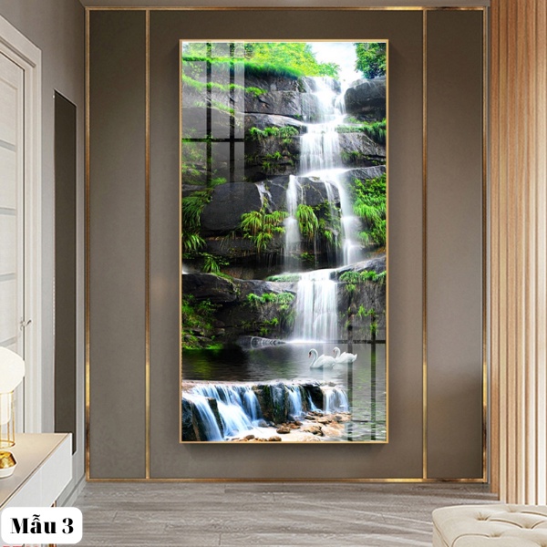 Tranh Laminate Tráng Gương - Dành Cho Người Mệnh Thủy - Phong Cảnh Thác Nước