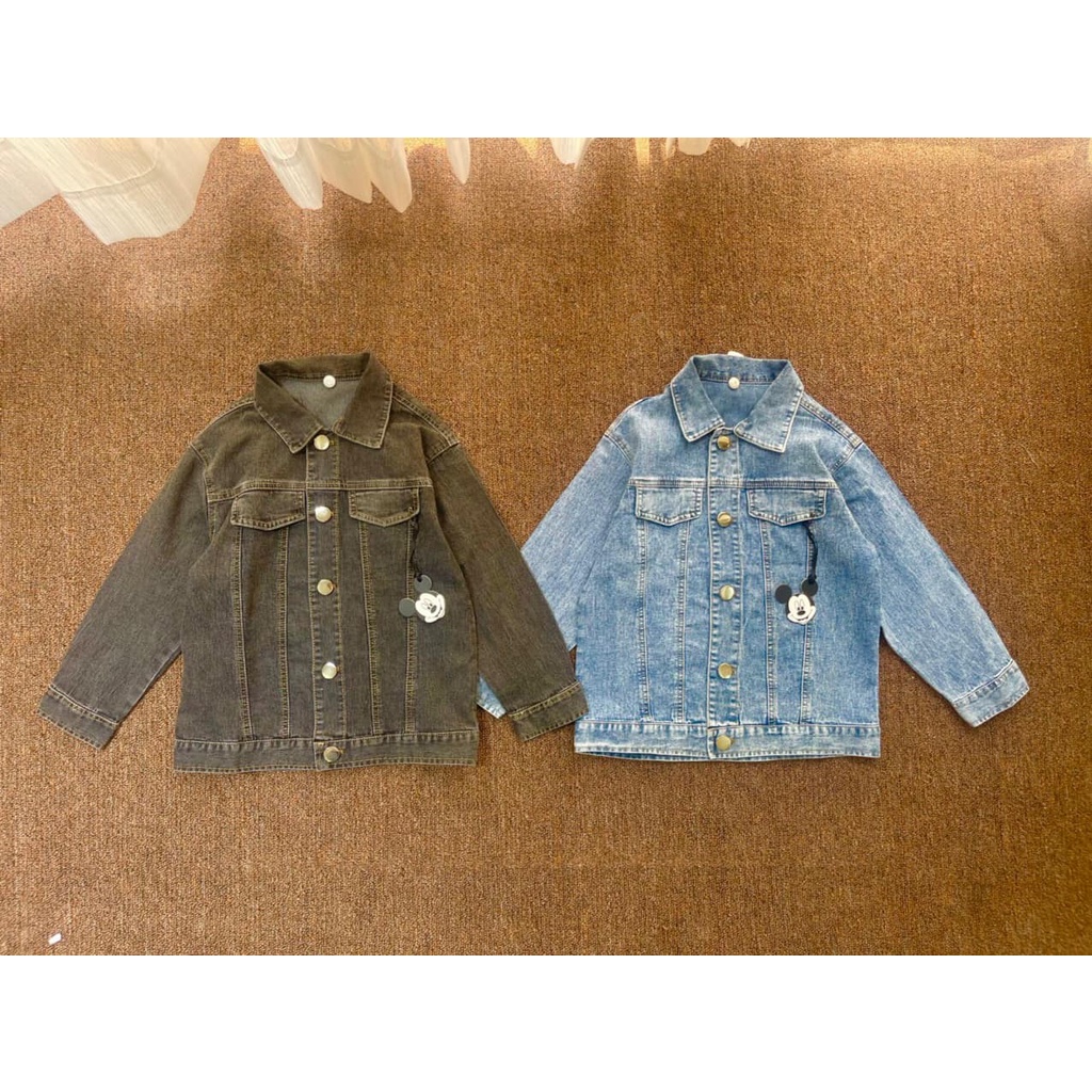 Áo jacket Denim Disney cầm siêu nặng tay từ đông sang hè đều hợp cho bé 13-30Kg