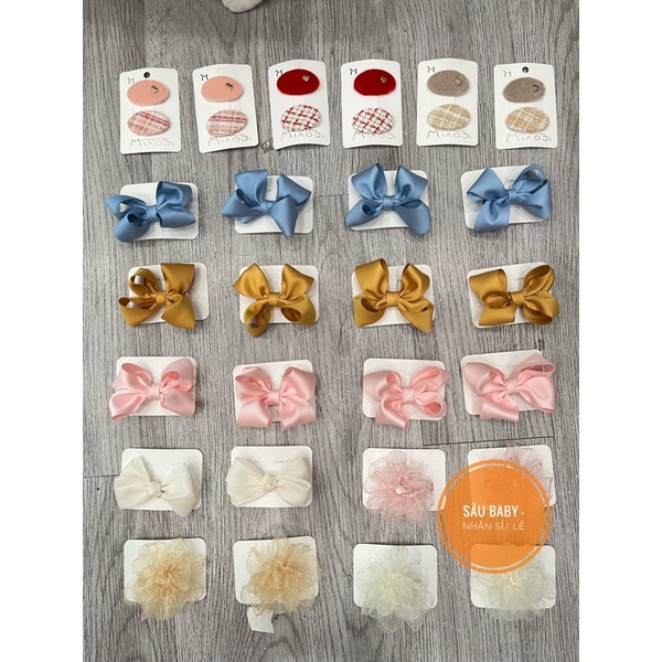 Kẹp tóc nơ bản to handmade phong cách Hàn Quốc cho bé