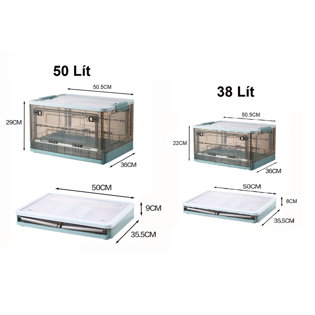 Hộp Đựng Đồ Lớn Bằng Nhựa Trong Suốt TOSHUDO , Có Nắp & Bánh Xe Cao Cấp 38Lít - 50Lít - 80 Lít