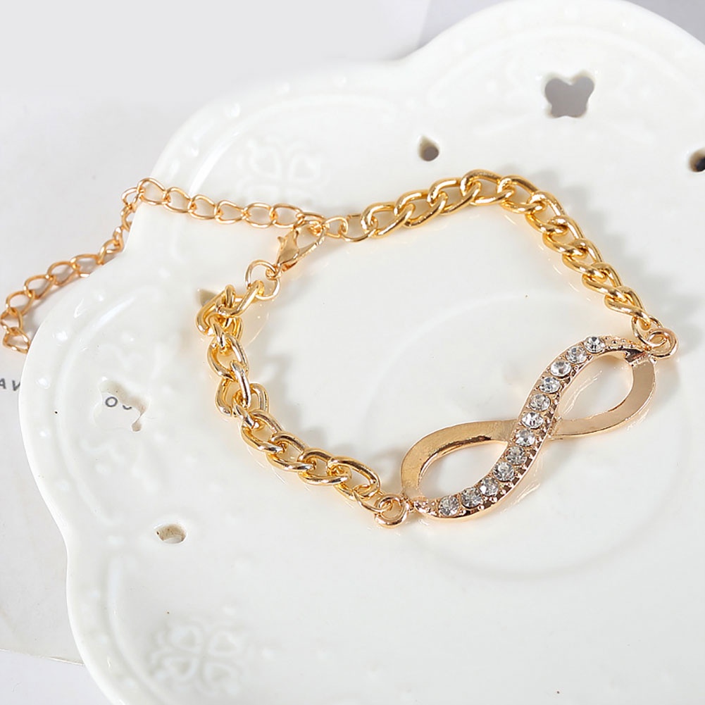 {Soltweter} Vòng Tay Đính Đá Pha Lê Vàng Vô Cực Cho Nữ