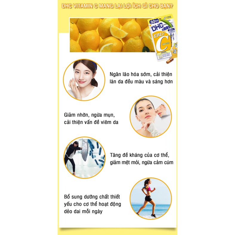 Viên uống bổ sung vitamin C DHC tăng cường sức đề kháng gói 90 ngày