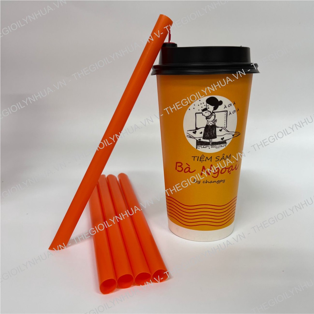 [COMBO 5KG] Ống hút phi 12 màu cam, ống hút dài cho trà sữa, hút các loại thạch, hút trân châu và topping