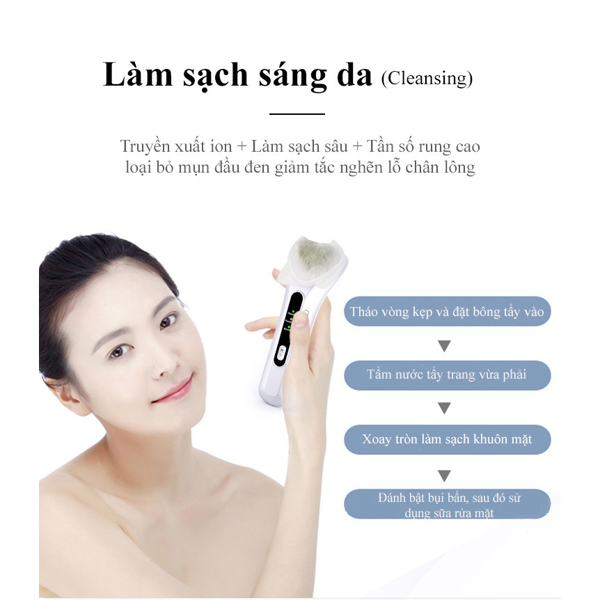 Máy Massage Mặt Cầm Tay Mini Kiêm Máy Di Tinh Chất Nóng Lạnh Ion Giúp Đẩy Dưỡng Chất Đẩy Tế Bào Chết Chăm Sóc Sắc Đẹp