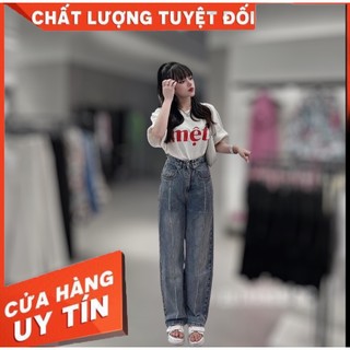 Quần jean suông gân hàng