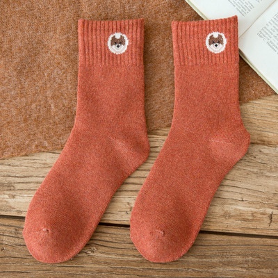 Tất Vớ Cổ Cao Cotton Họa Tiết Hình Chú Chó Hoạt Hình Đáng Yêu