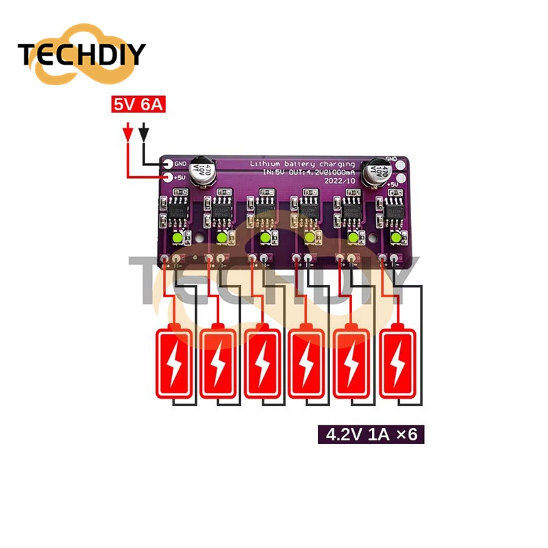 Trạm Sạc Pin Lithium 6-bit 4.2V3.7V 18650 Cho Xe Điện