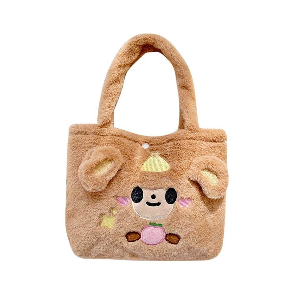 FALLFORBEAUTY Túi Xách Đeo Vai Cỡ Lớn Bằng Vải Bông Mềm Hình Thỏ Gấu Hoạt Hình Có Thể Tháo Rời Cho Nữ