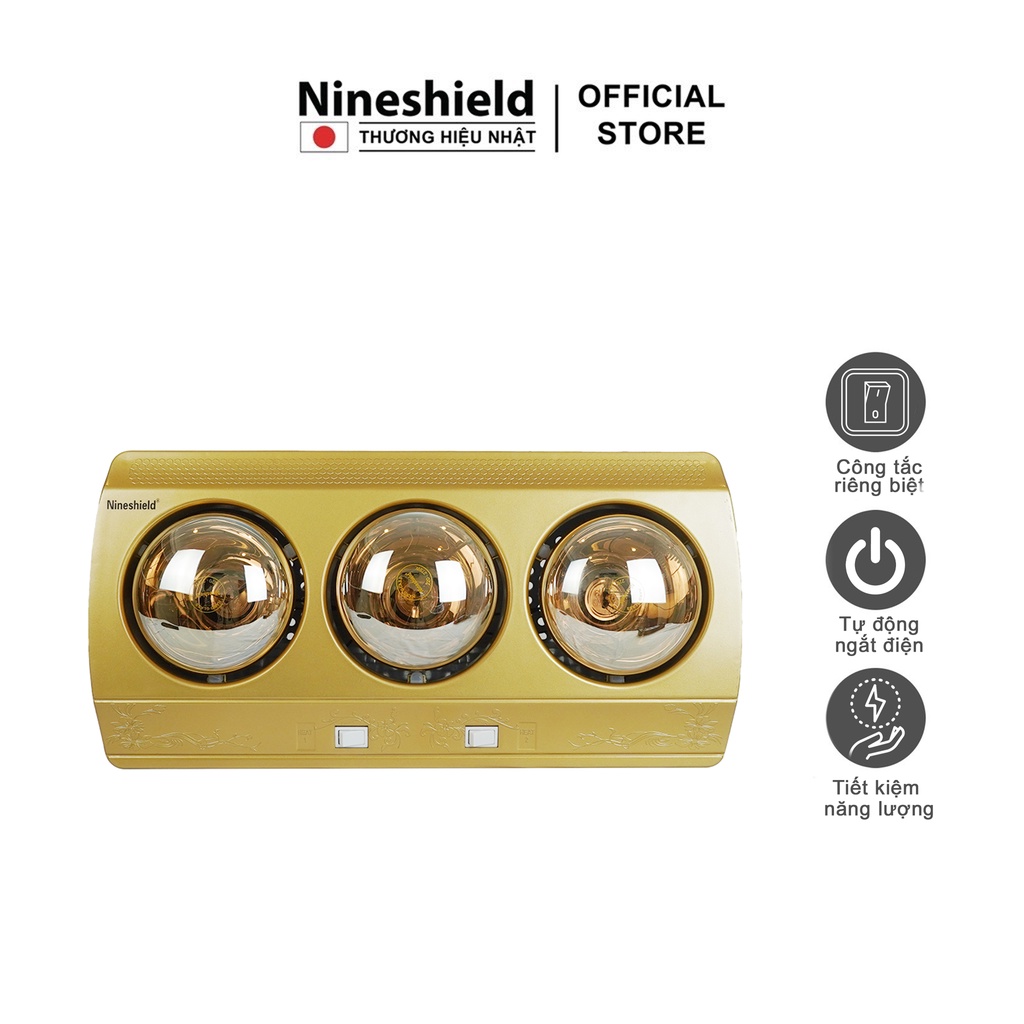 Đèn sưởi nhà tắm 3 bóng Nineshield NS043B [Mã BMLTB200 giảm đến 100K đơn 499K]