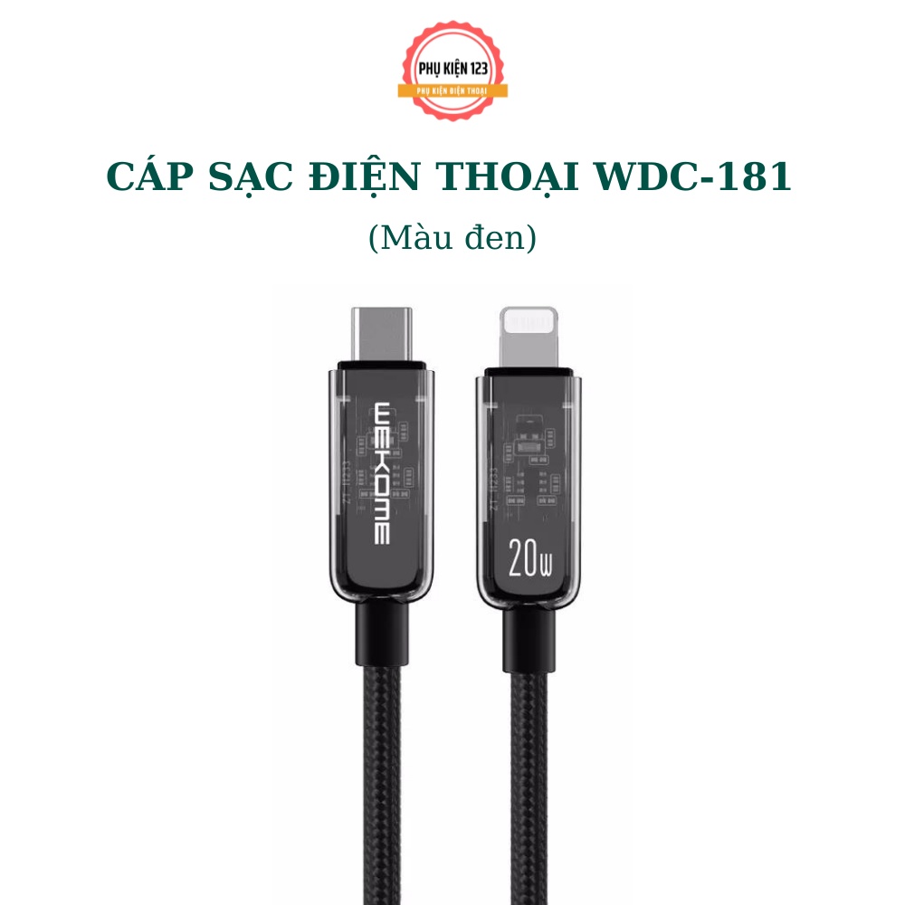 Dây cáp sạc nhanh 20W Type c -LN WEKOME WDC181 chất liệu dây dù tích hợp sạc nhanh 20W