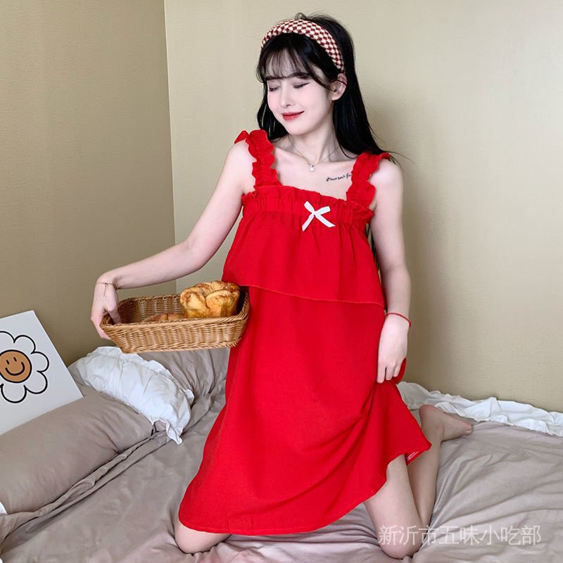 Đầm Ngủ Hai Dây Bằng Vải Lanh Cotton Mỏng Màu Trơn Thời Trang Mùa Hè Hàng Mới 2022 Dành Cho Bạn Nữ