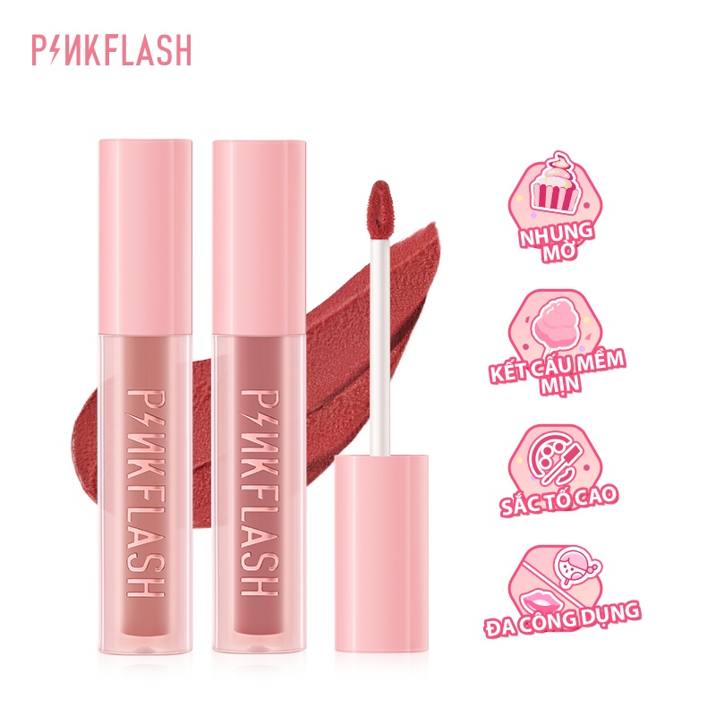 Son môi PINKFLASH hiệu ứng nhung lì trọng lượng nhẹ 10g