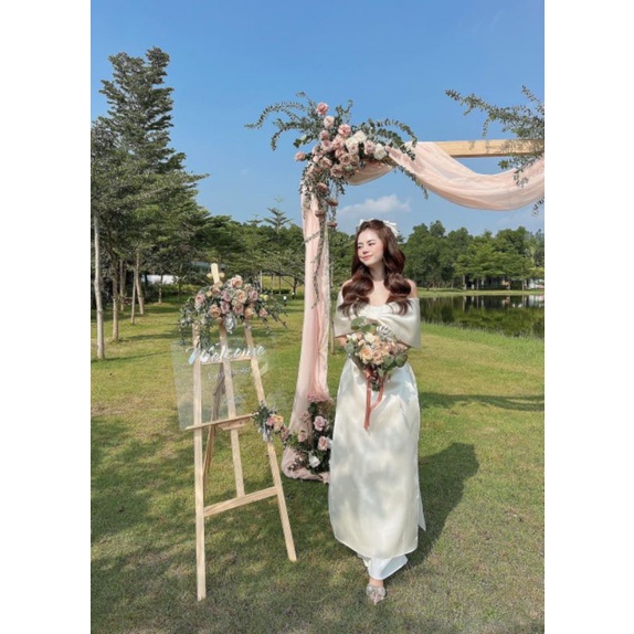 Set áo dài trễ vai tiểu thư cao cấp