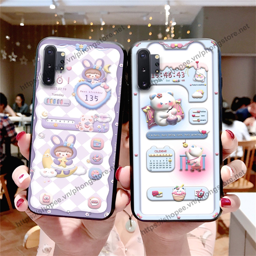 Ốp lưng Samsung Note 10 / Note 10 Plus / Note 10+ gấu trắng hoạt hình 3d cute, giá rẻ
