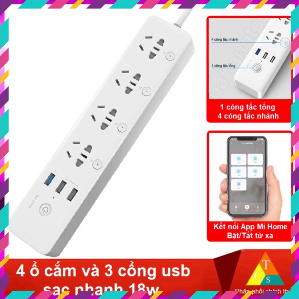 Ổ Cắm Điện Thông Minh Xiaomi Gosund CP5 Wifi 3 USB, kết nối App Chính Hãng (  deal hot )