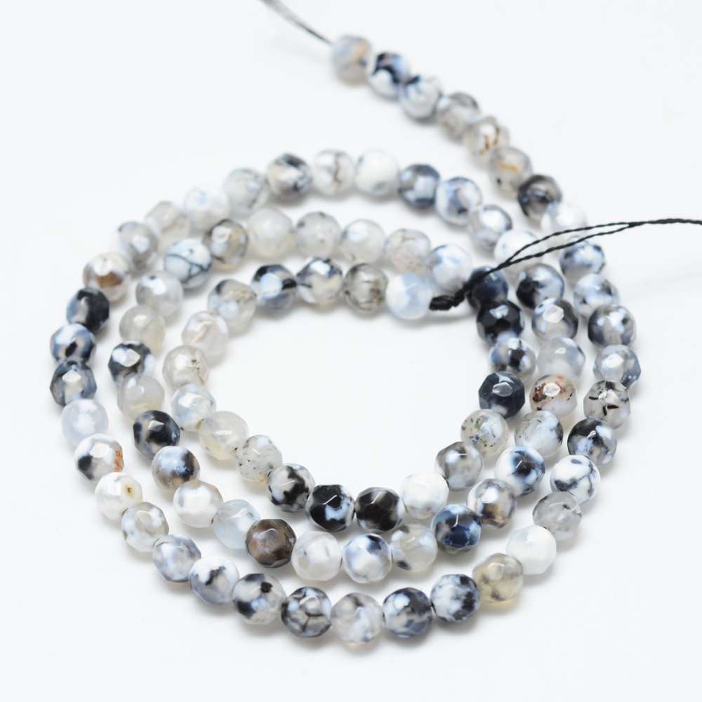 Chuỗi Hạt Lửa Tròn Màu Xám 1 Sợi 4mm: 1mm Khoảng 87~90 Cái 13.8~14.6 inch