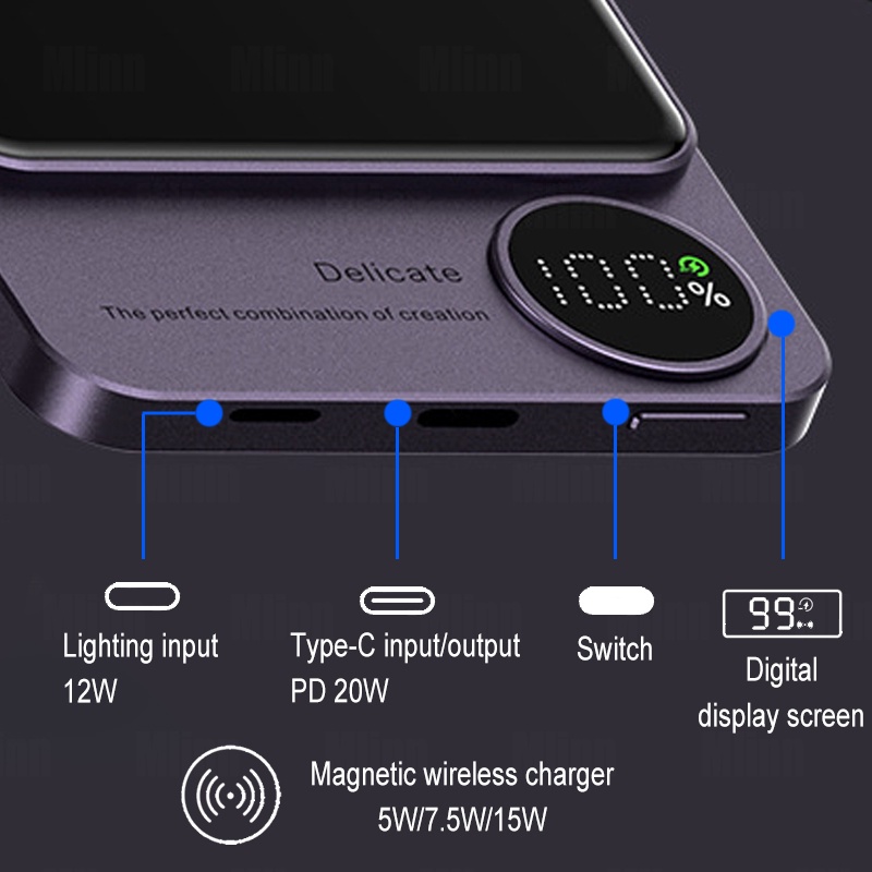 Sạc Dự Phòng 10000mAh Mag An Toàn Không Dây Cho iphone 12 13 14