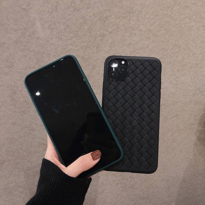 Ốp điện thoại TPU da họa tiết dệt ô vuông chống rơi thích hợp cho iphone 14 13 11 12 Xsmax Xr 7plus 8plus