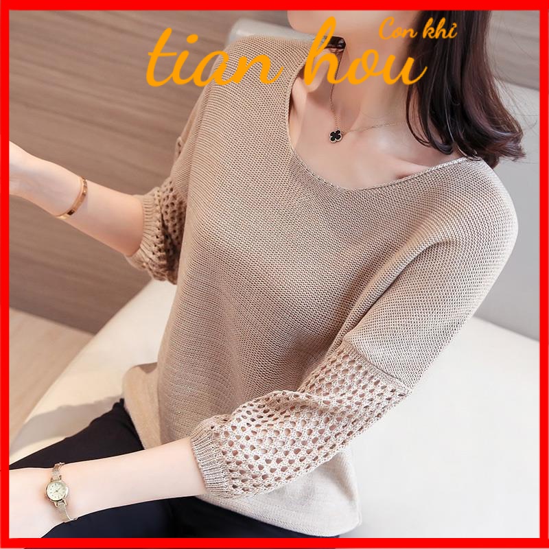 Áo Sweater Dệt Kim Mỏng Dáng Rộng Tay Lửng Thời Trang Xuân Thu Kiểu Mới Cho Bạn Gái R3MH