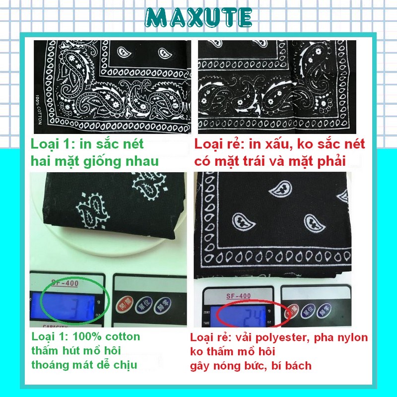 Khăn Bandana Buộc Tóc Quấn Đầu Hiphop Cotton Loại 1 55x55 cm KBC01