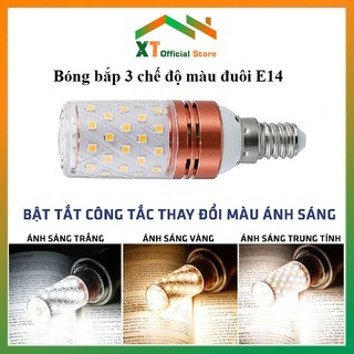 Bóng bắp led 3 chế độ màu đuôi E14 công suất 8+8W sử dụng cho đèn ngủ, đèn chùm, đèn tường trang trí.