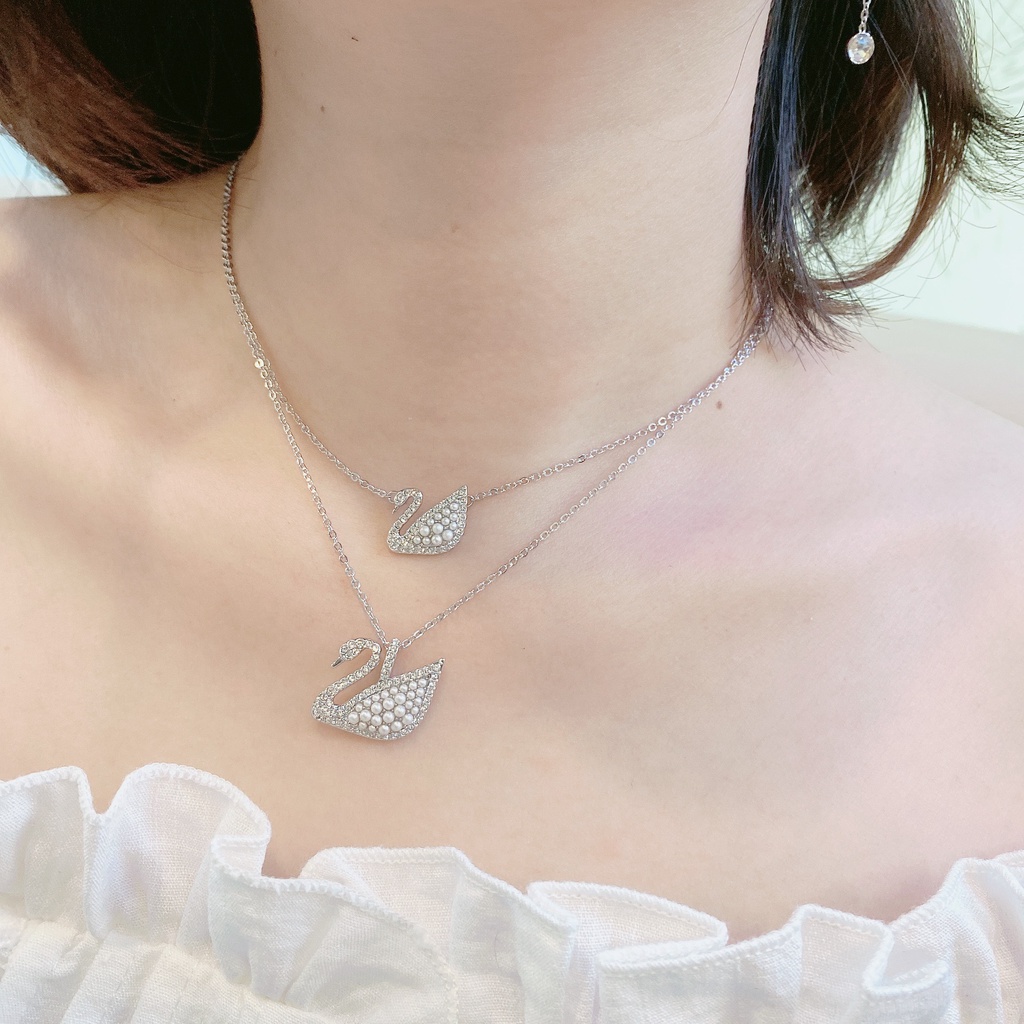 Dây chuyền Swarovski thiên nga ngọc trai trắng