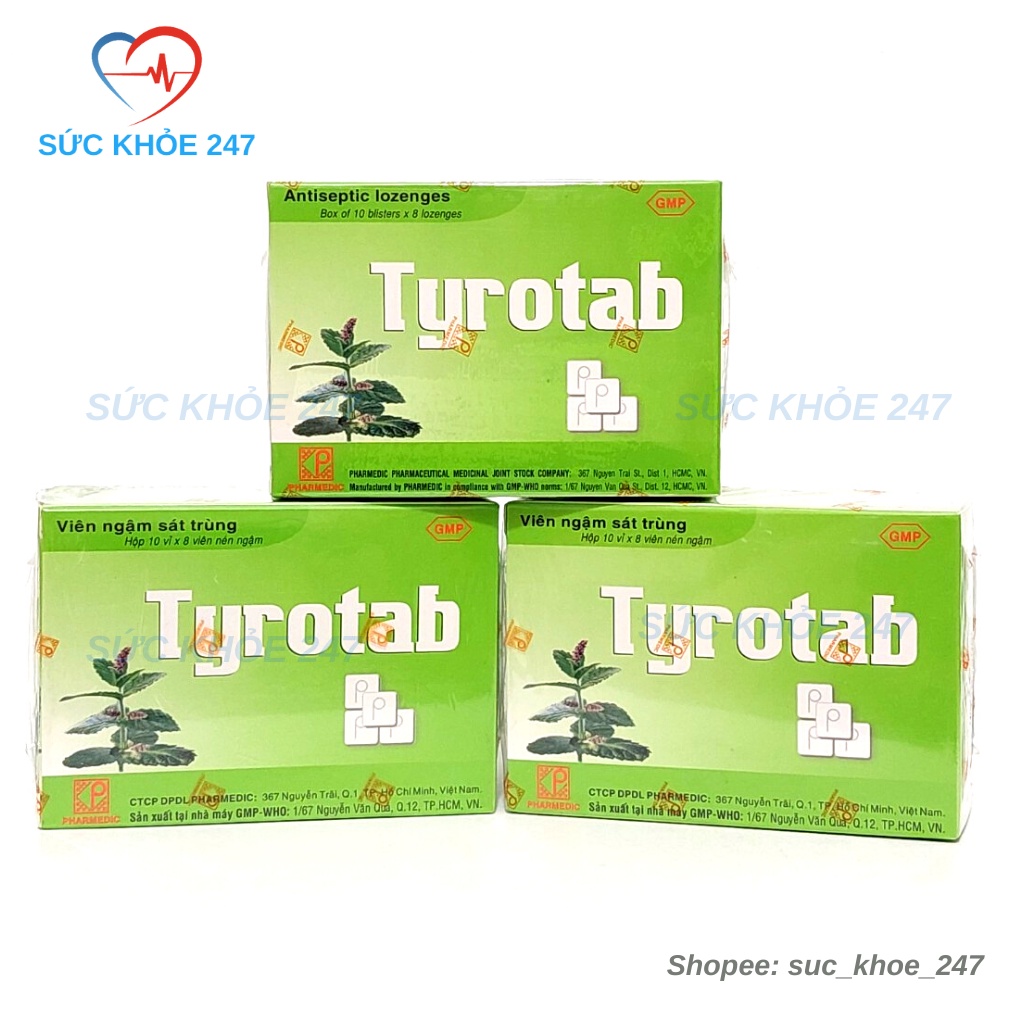 Tyrotad - Viên Ngậm Sát Trùng Họng Tyrotab Hộp 10 Vỉ x 8 Viên