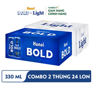 Combo 2 thùng 24 lon bia hanoi bold & light habeco 330ml lon - ảnh sản phẩm 2