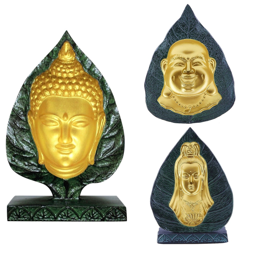 Tượng Phật Điêu Khắc 3D Chìm Trên Chiếc Lá - Hình Phật Thích Ca, Phật Bà, Phật Di Lặc