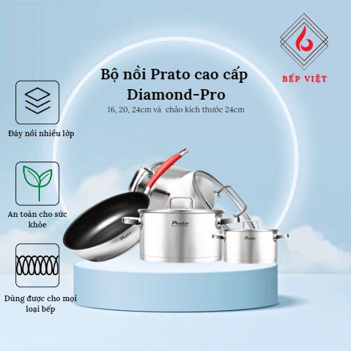 Bộ nồi cao cấp Prato Diamond-Pro - Bộ 4 Món