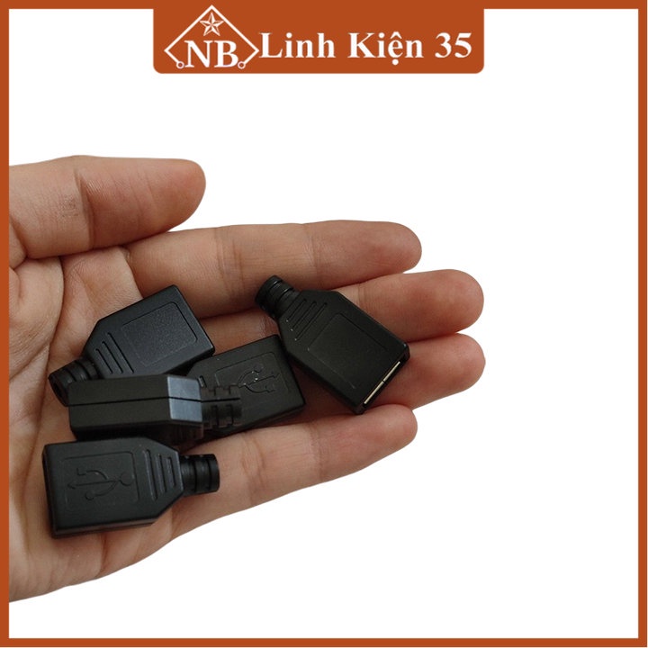 Linh kiện đầu jack cổng USB A cái 4P + vỏ