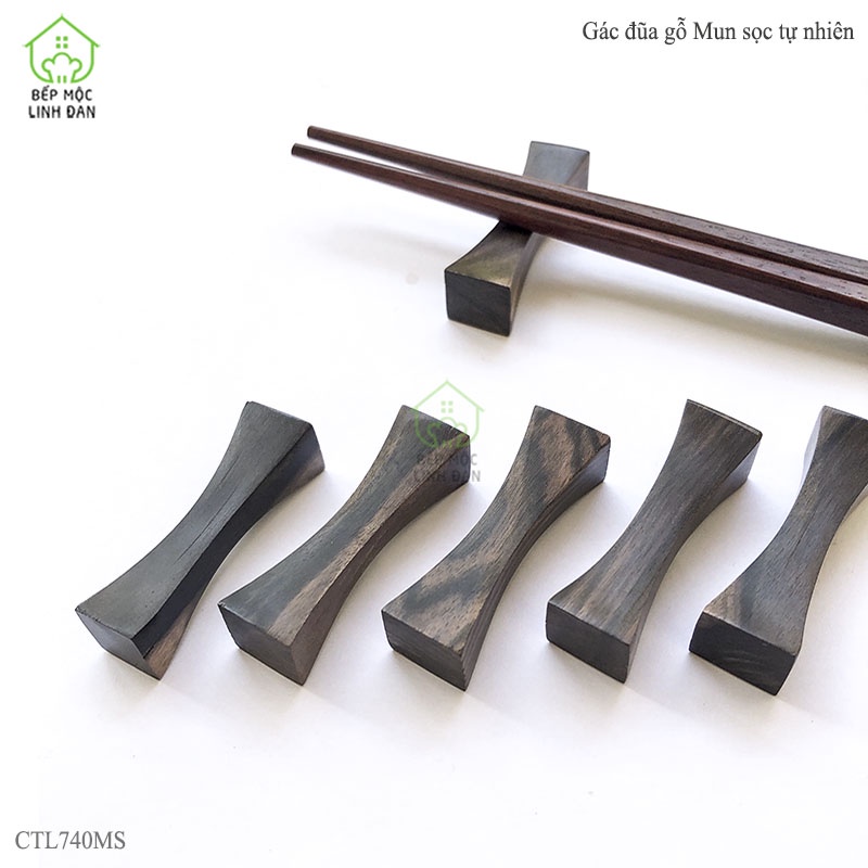 Gác đũa gỗ Mun sọc tự nhiên không hóa chất, kiểu dáng siêu xinh