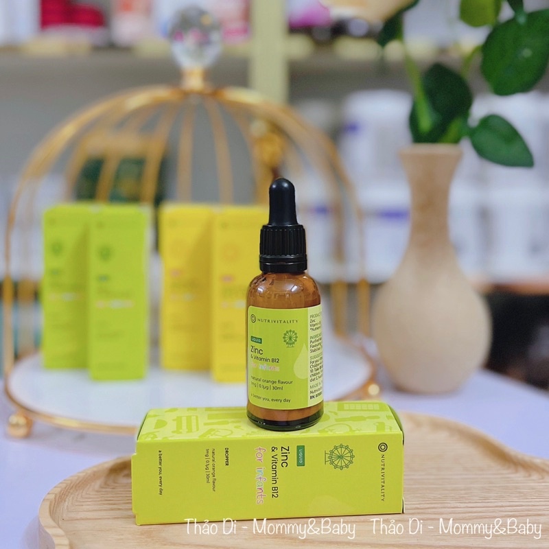 Kẽm Nutrivitality Zinc Vitamin B12 - 30ml Anh Quốc - Bổ sung kẽm & Vitamin B12 cho bé