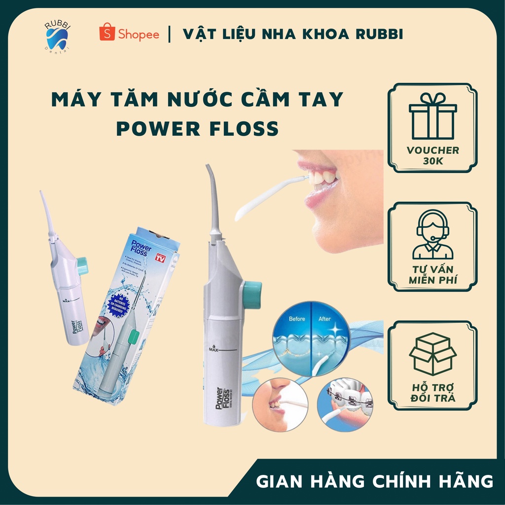 Máy tăm nước cầm tay làm sạch kẽ răng cho người niềng răng Power Floss