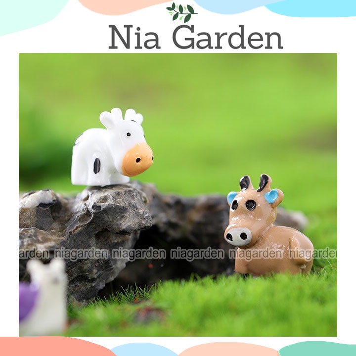 Tiểu cảnh bò sữa mini trang trí chậu cây nhỏ để bàn Nia Garden N5
