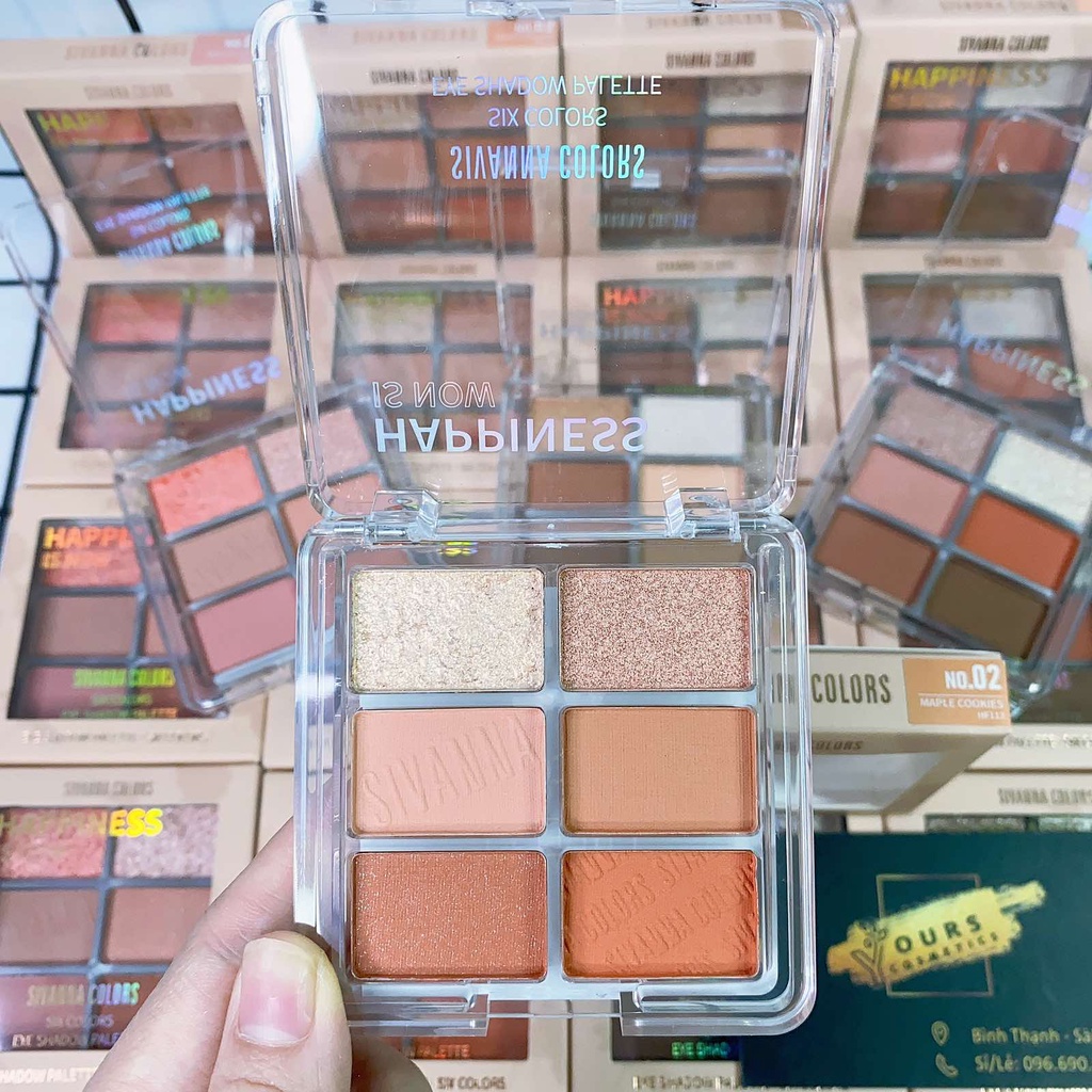 Bảng Phấn Mắt Có Nhũ Sivanna Tone Cam Đất HF113 - Bảng Màu Mắt Sivanna HF113 - Bảng Mắt Có Nhũ Sivanna 6 Ô