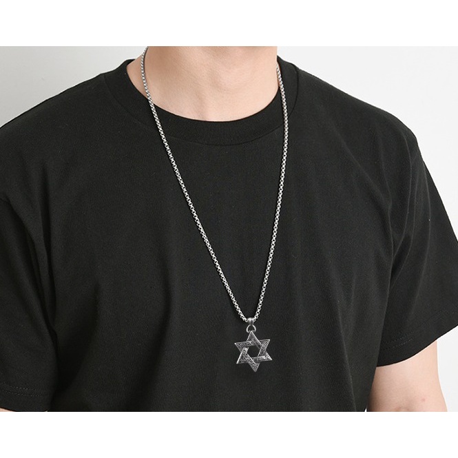 Dây Chuyền Hình Ngôi Sao 6 Cánh Unisex Loki Màu Bạc Đẹp Cá Tính Chất Liệu Titan Không Gỉ - Vòng Cổ Thời Trang Ngôi Sao