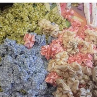 ( giá sỉ ) Cột Tóc Scrunchies Vải Kẻ Caro-Voan Kính Mềm Mại(giao ngẫu nhiên)