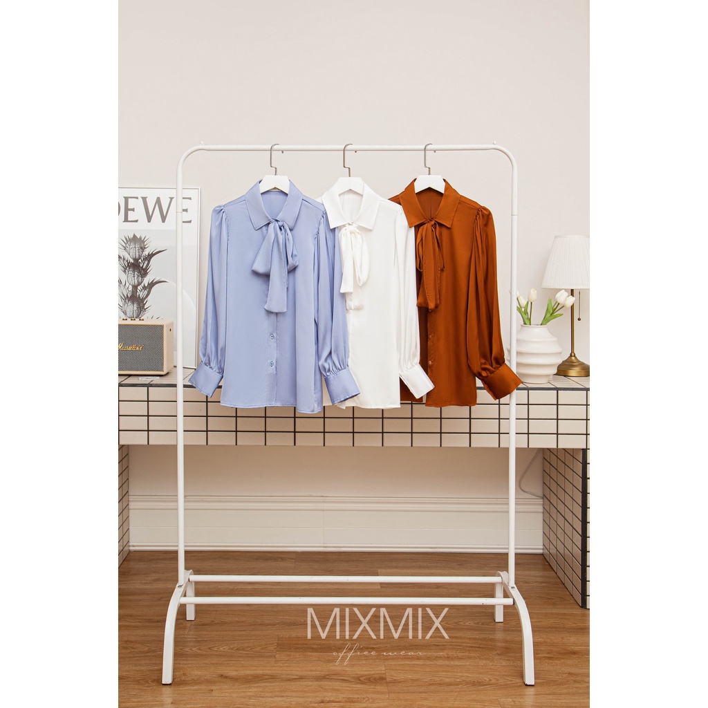 Áo sơ mi lụa cột nơ Jenny - Mixmix - thời trang công sở thiết kế