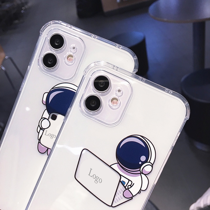 Ốp Điện Thoại Silicon Mềm Trong Suốt Chống Sốc In Logo Phi Hành Gia Cho iPhone 14 13 12 11 Pro Max Plus X XR XS Max 8 7 Plus + SE 2020