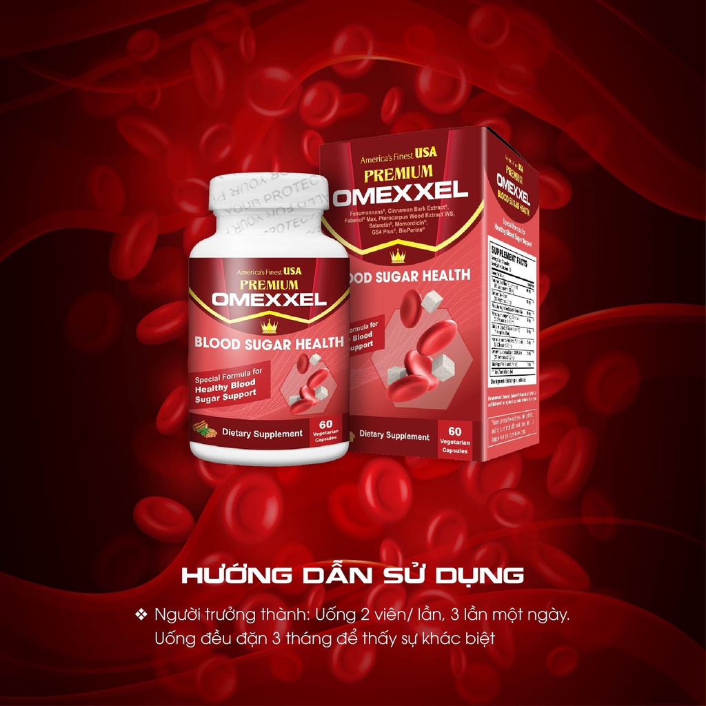 Viên uống hỗ trợ người bị tiểu đường - PREMIUM OMEXXEL BLOOD SUGAR HEALTH