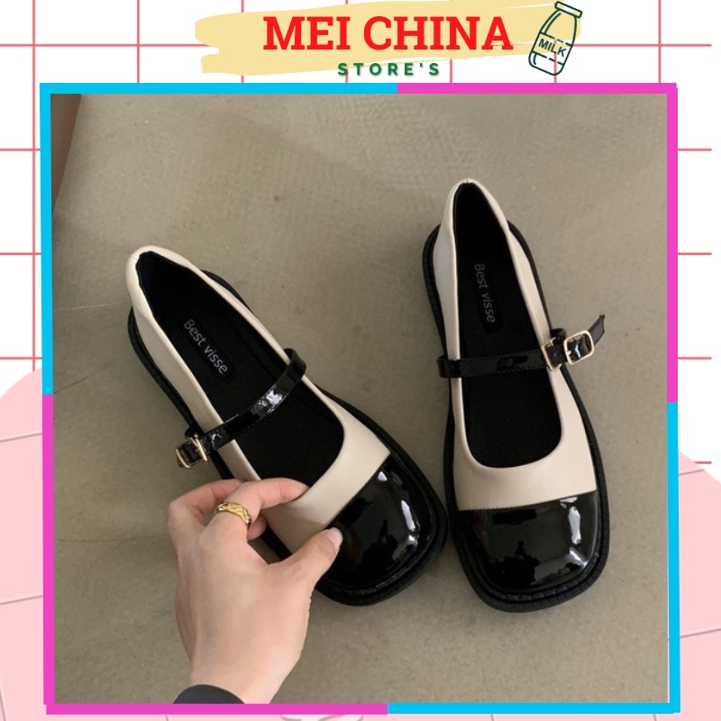 Giày búp bê nữ lolita Mary Jane mũi vuông vintage hàng QC hot 2022