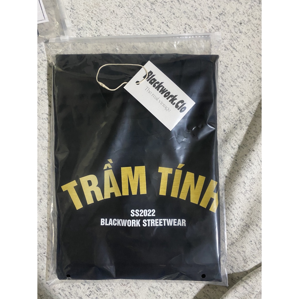 Áo Thun TRẦM TÍNH 100% Cotton Tay Lỡ Unisex - Đen Cổ Tròn | Blackwork