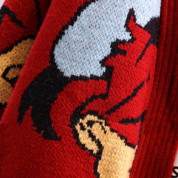 Áo Khoác Cardigan Dệt Kim Dày Dáng Rộng In Hoạt Hình Thời Trang 2022 Cho Nữ