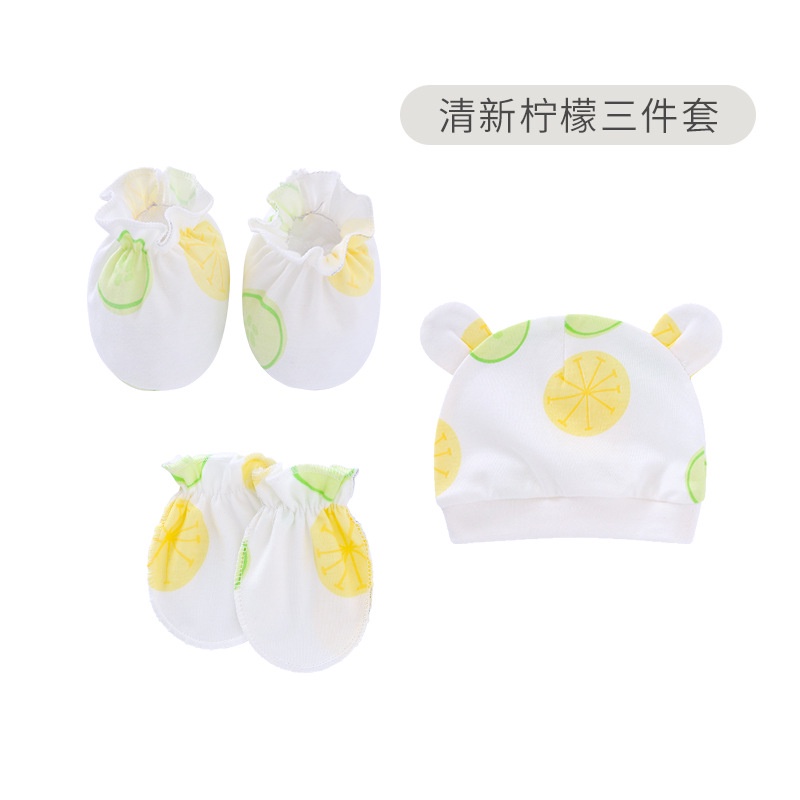 Set mũ bao tay bao chân sơ sinh cotton, set nón bao tay bao chân