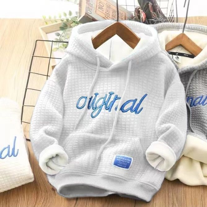 Áo Hoodie Lót Lông Cừu Cỡ Vừa Thêu Họa Tiết Thời Trang Thu Đông Mới Cho Bé Trai